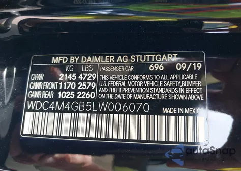 2020 Mercedes-Benz Glb 250 z USA, uszkodzony, nr VIN WDC4M4GB5LW006070